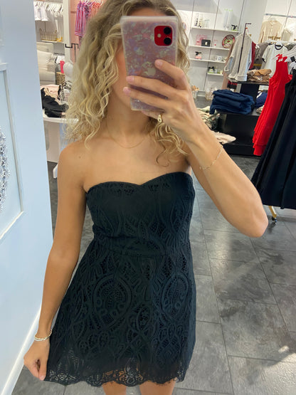 Ines Black Lace Mini Dress