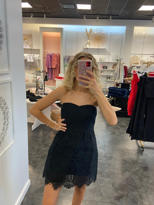 Ines Black Lace Mini Dress
