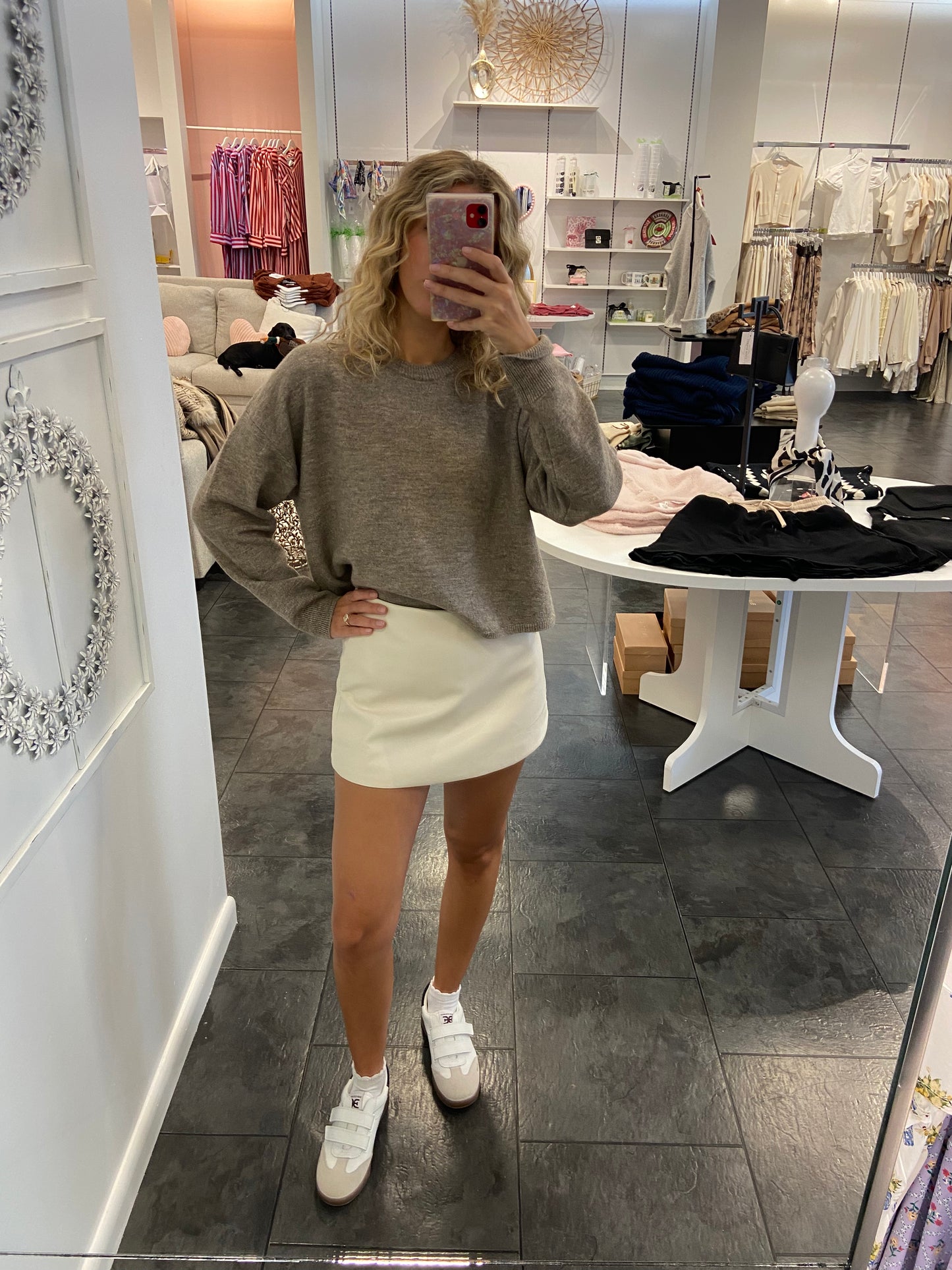 Disco Cream Leather Skort