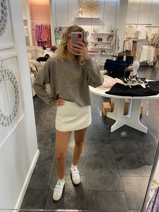 Disco Cream Leather Skort