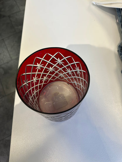 Red Etched Medium Candle Holder