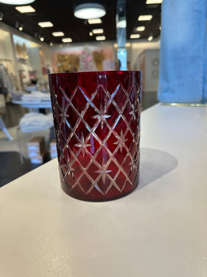 Red Etched Medium Candle Holder
