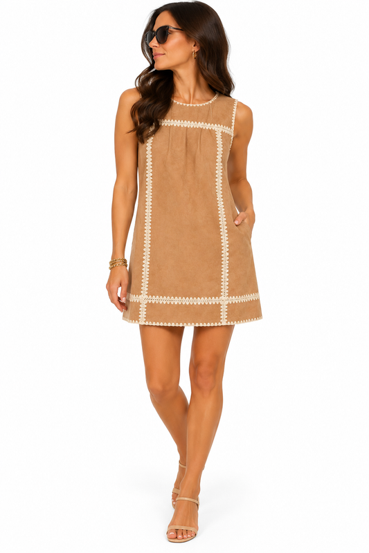 Chandler Sand Faux Leather Mini Dress