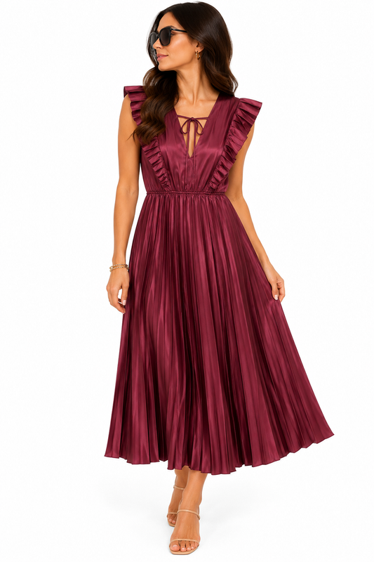 Burton Burgundy Pleat Dress
