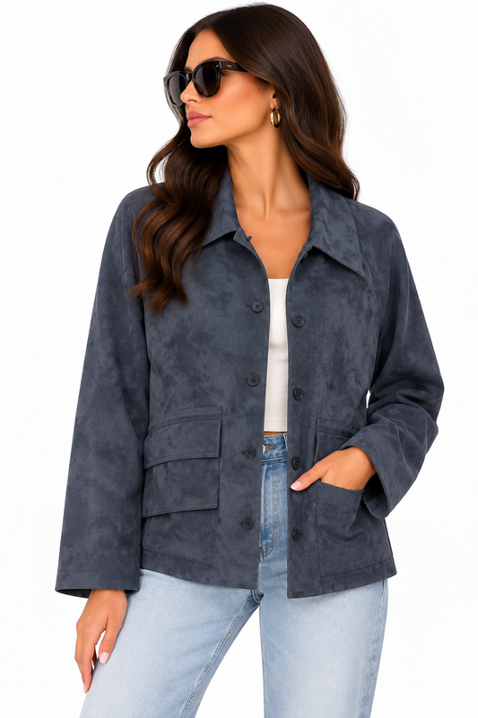 Greta Blue Suede Jacket