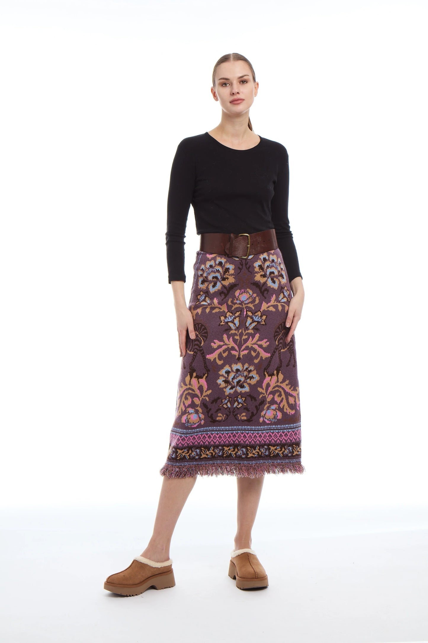 PK Camille Knit Fringe Skirt
