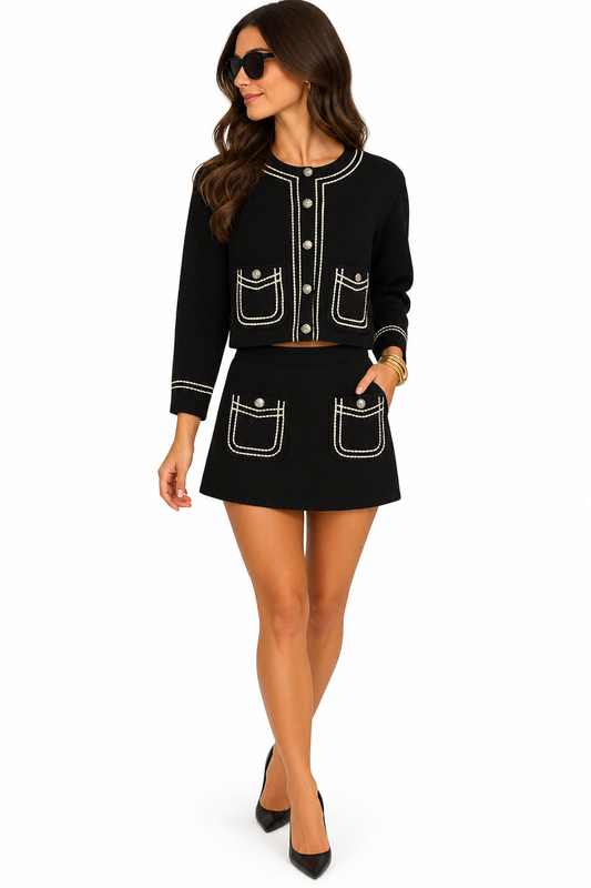 The Eleanor Black Jacket and Skirt Set