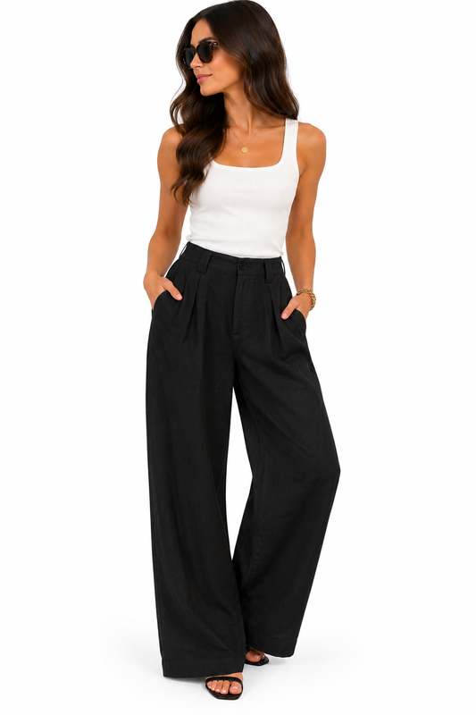 Aureum Black Linen Pant