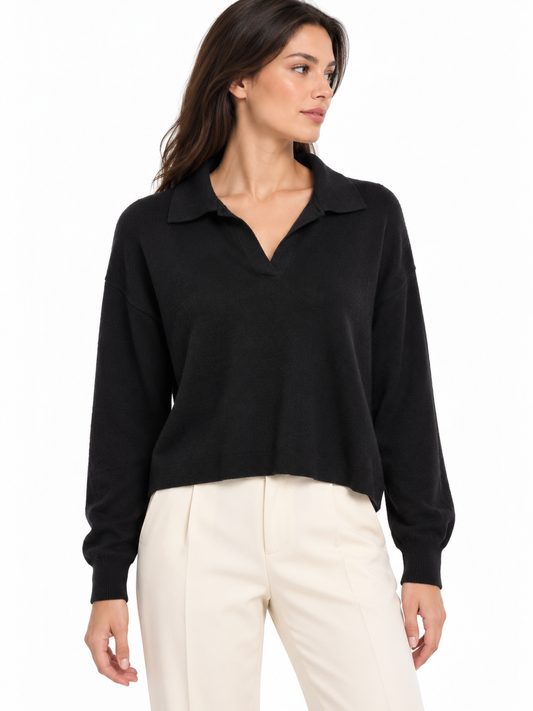Karlie Black V-Neck Collar Sweater