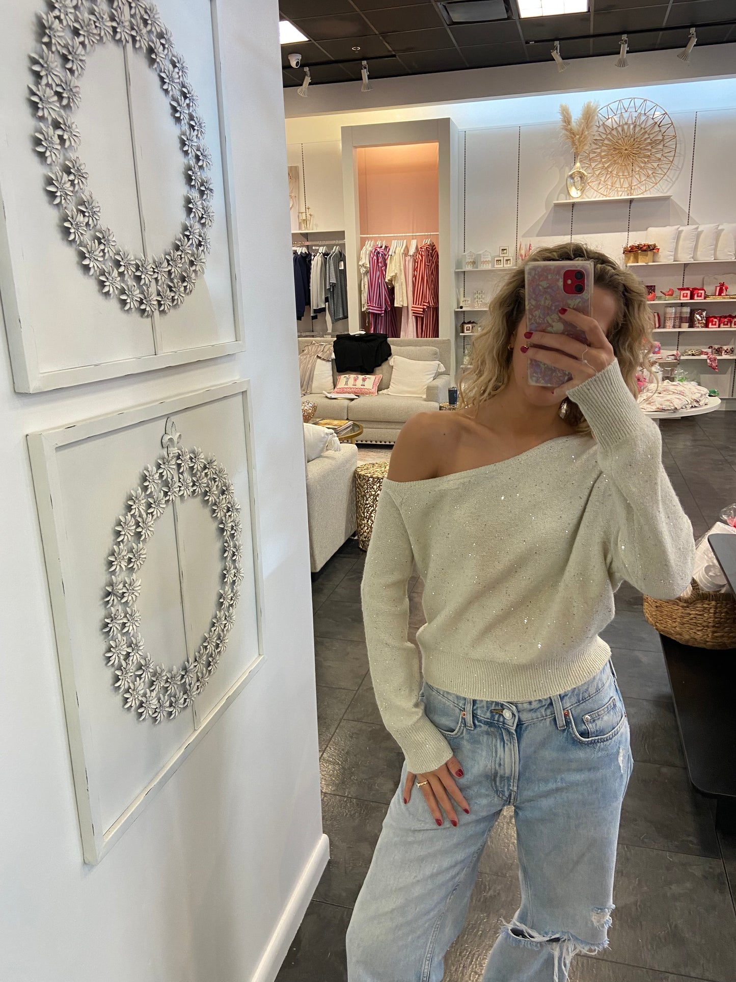 The Cold Shoulder Sequin & Metallic Sweater