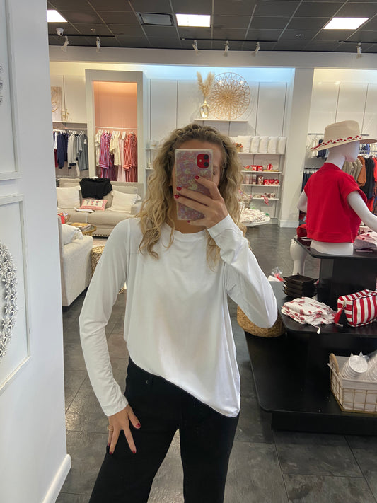 Run and Go WHITE Modal Long Sleeve Top