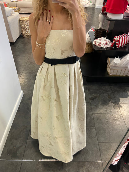 Gold Bird Strapless Midi Dress