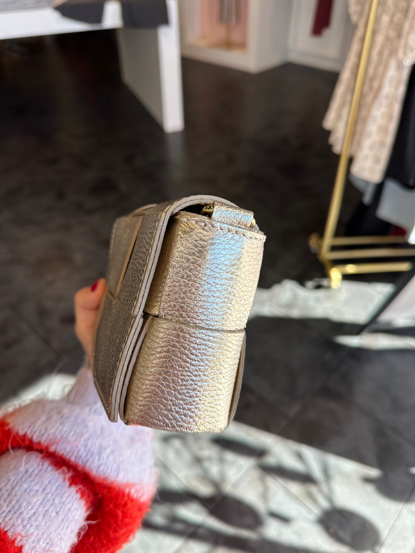 Genuine Italian Leather Gold Crossbody Bag