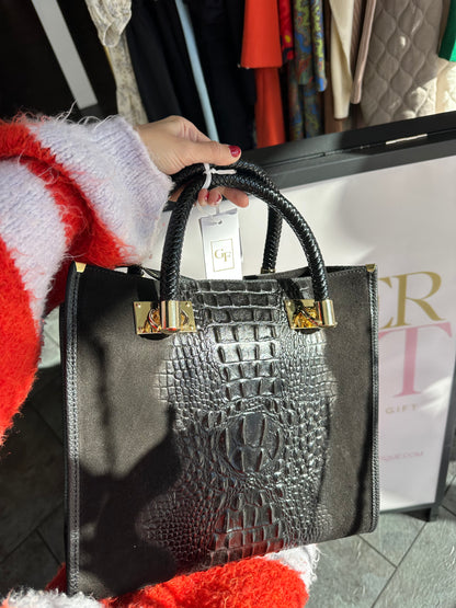 Genuine Italian Leather Black Portfolio Bag