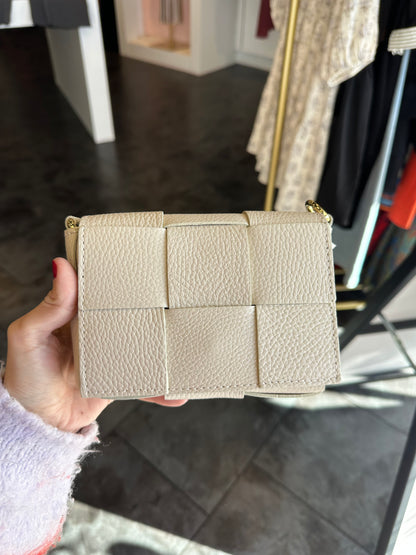 Genuine Italian Leather Ivory Crossbody Bag