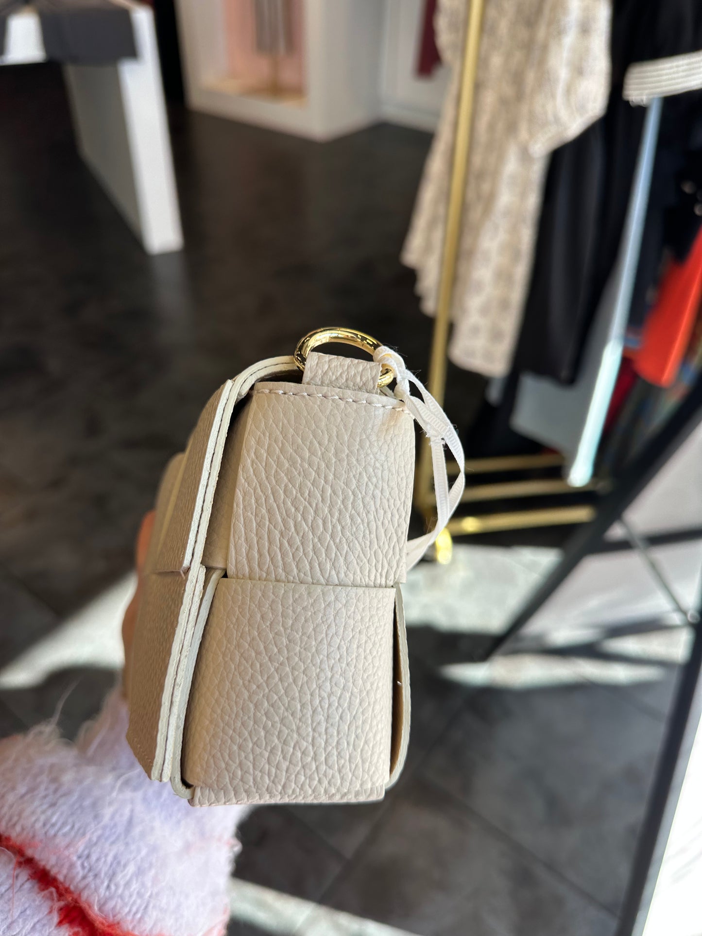 Genuine Italian Leather Ivory Crossbody Bag