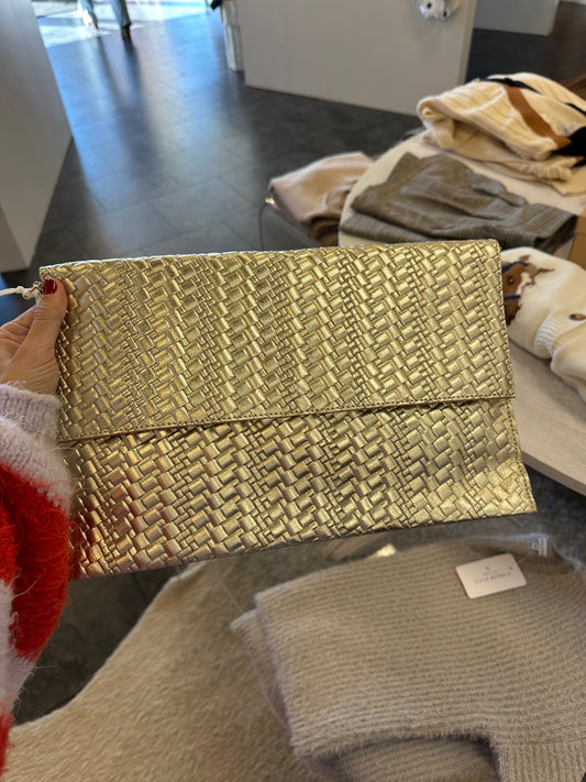 Genuine Italian Leather Gold Clutch Bag