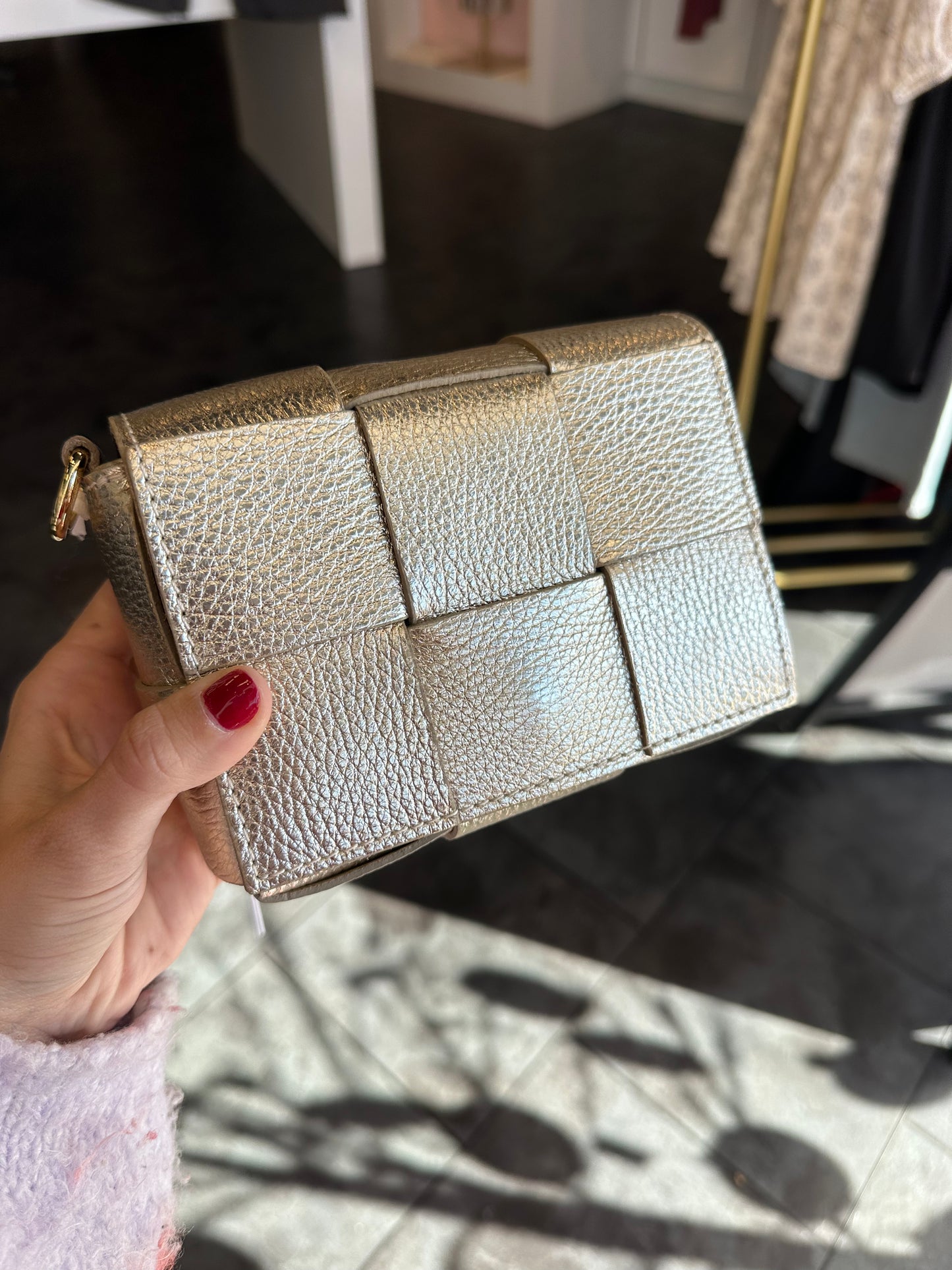 Genuine Italian Leather Gold Crossbody Bag