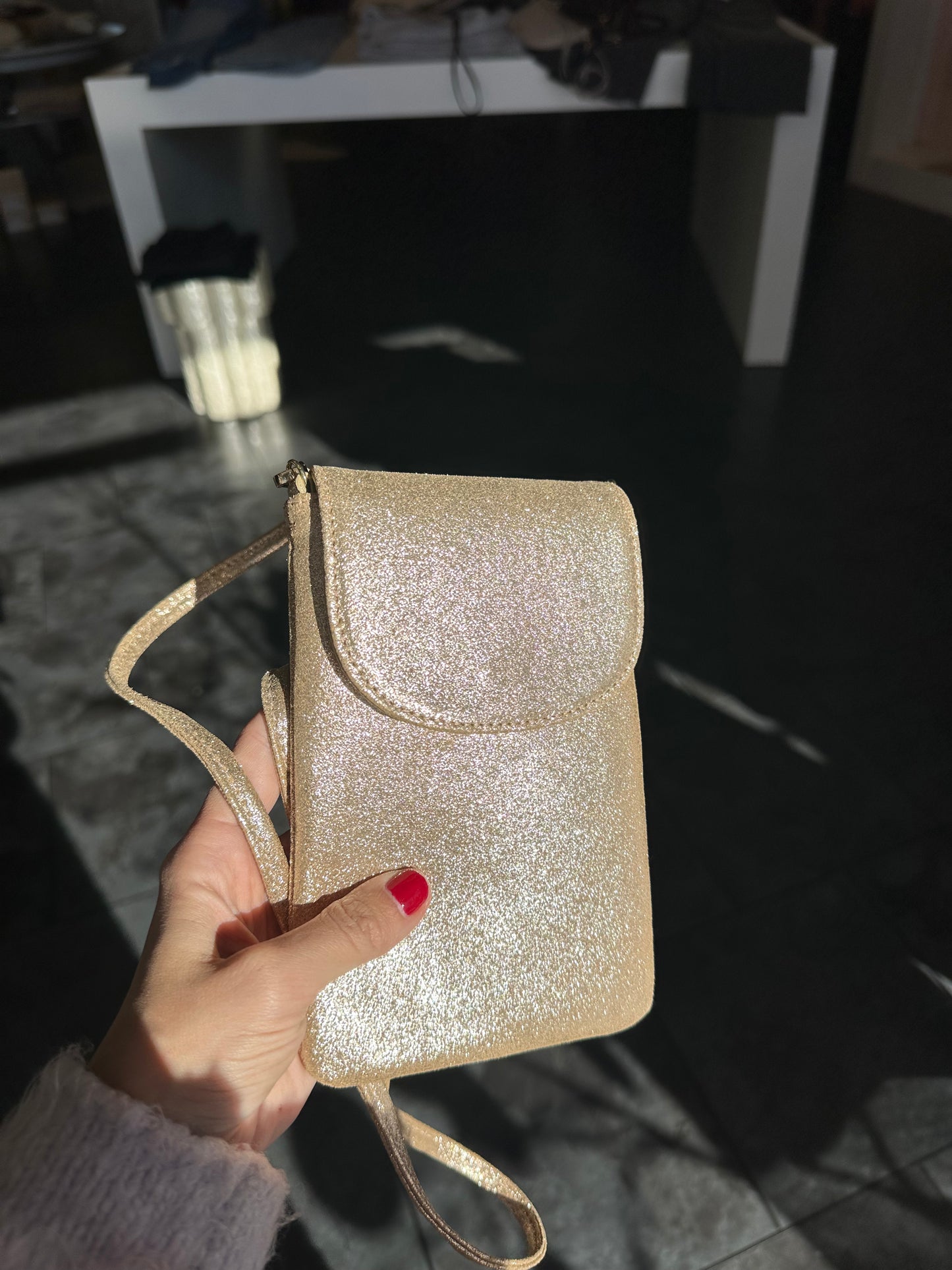 Emmy Gold Crossbody Purse