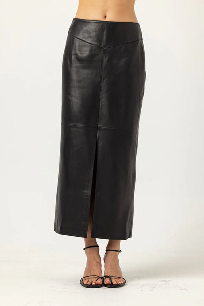 SUNDAYS Black Leather Beaker Skirt
