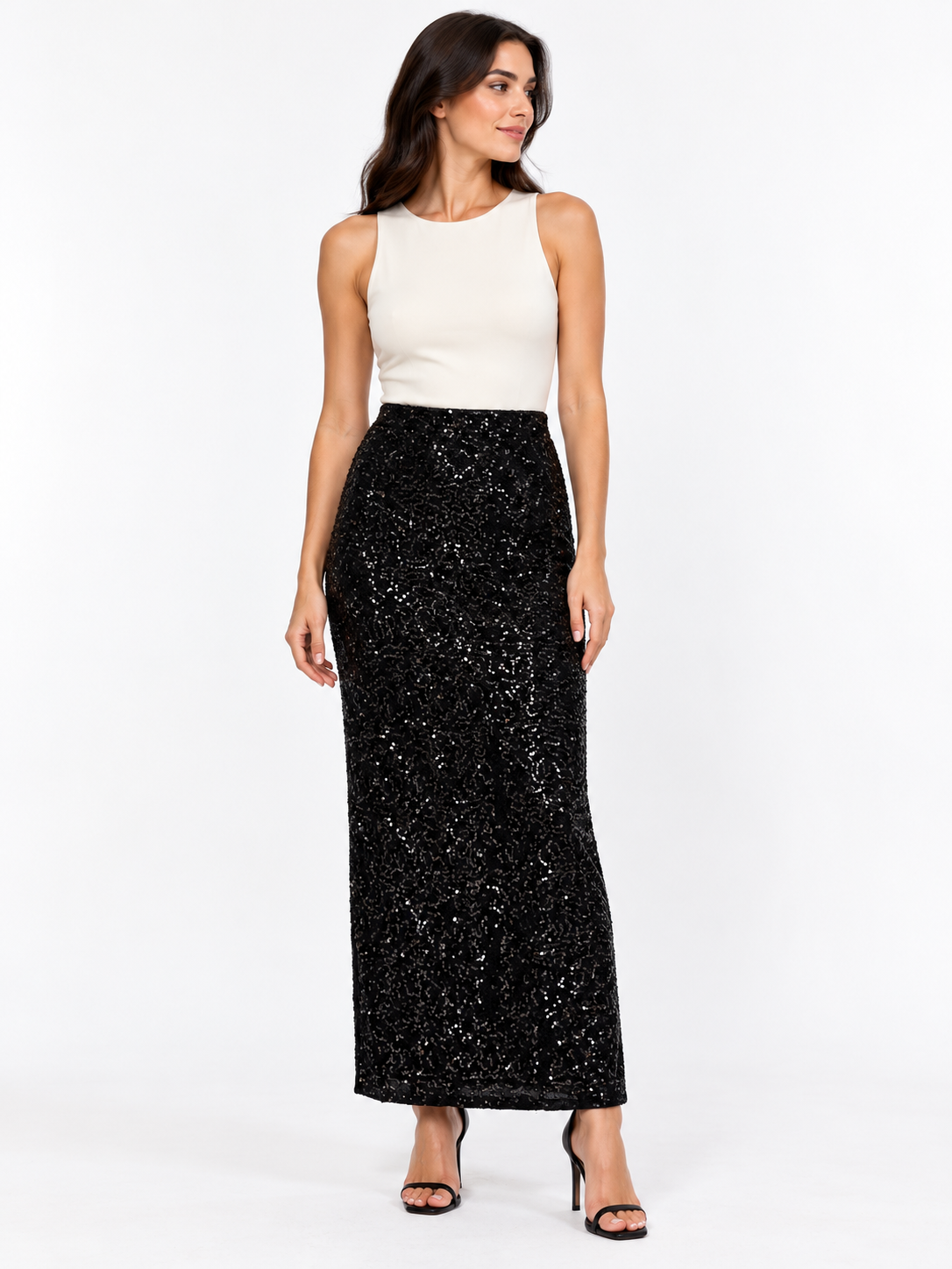Corissa Black Sequin Maxi Skirt