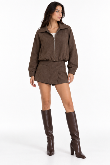 Kennedy Taupe Woven Skort