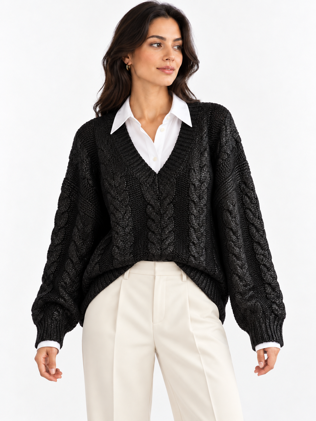Fiona Black Matte Oversized Sweater