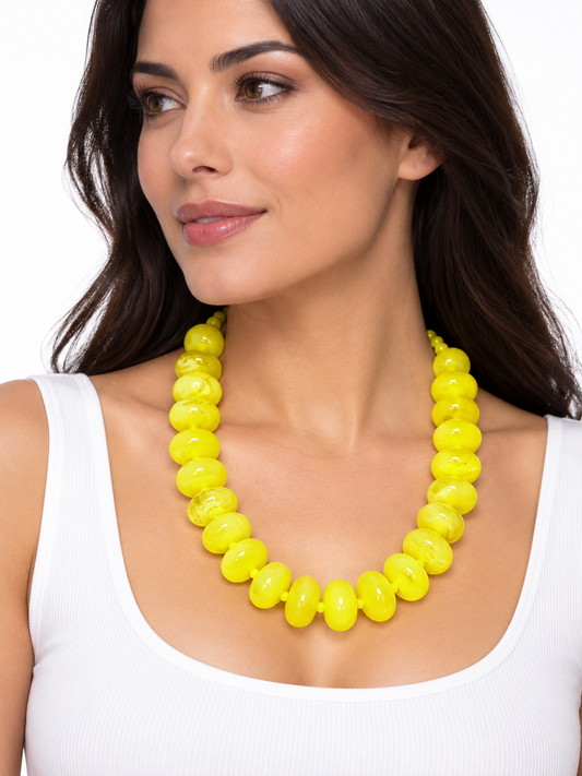 Yellow Bubble Beaded Necklace