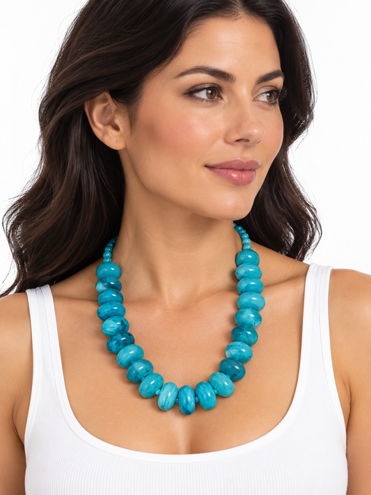 Aqua Blue Beaded Necklace