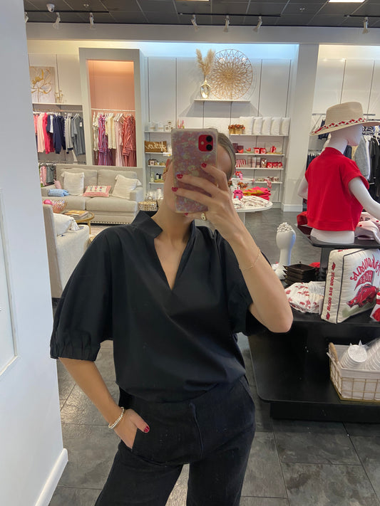 Cynz Black V-Neck Blouse