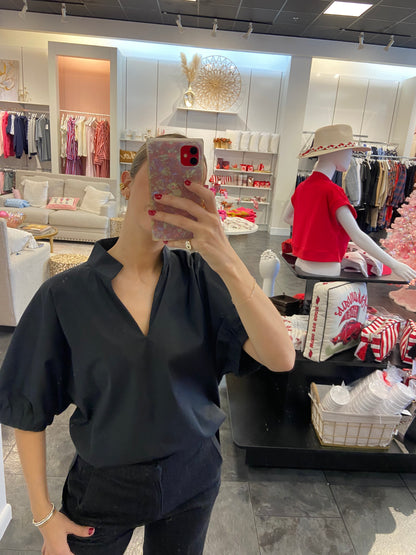 Cynz Black V-Neck Blouse