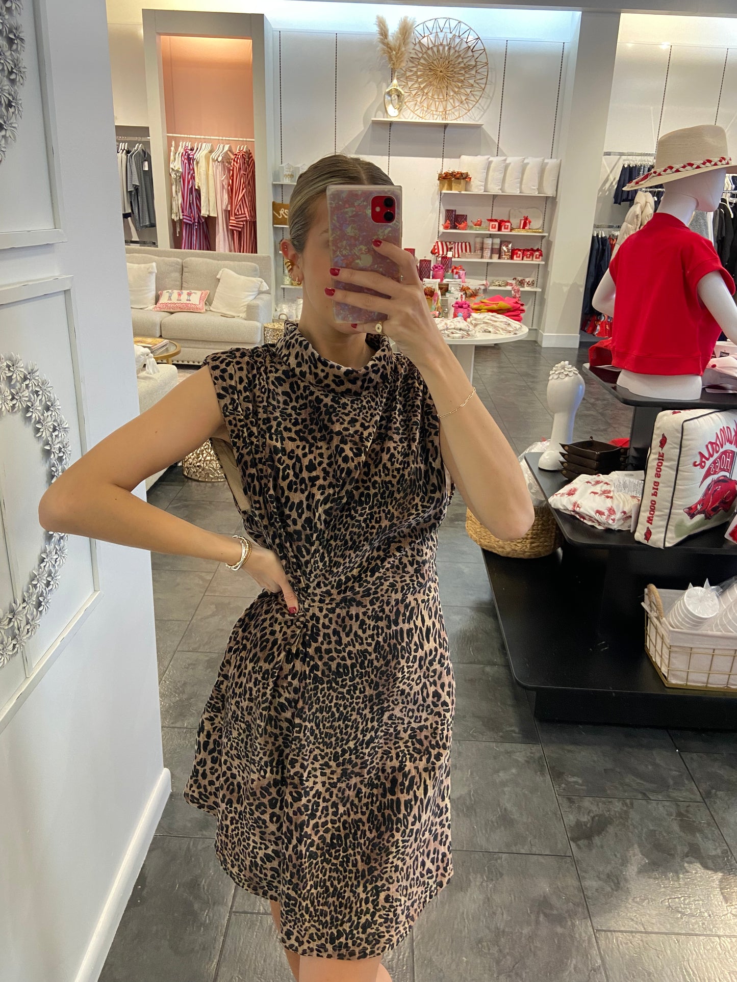 Cheetah Sleeveless Suede Dress