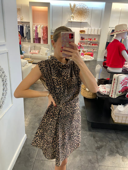 Cheetah Sleeveless Suede Dress
