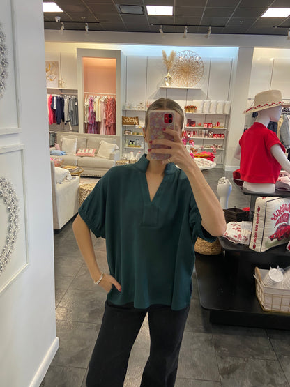 Lisa Forest Green Pullover Blouse