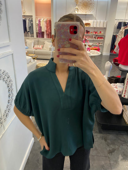 Lisa Forest Green Pullover Blouse