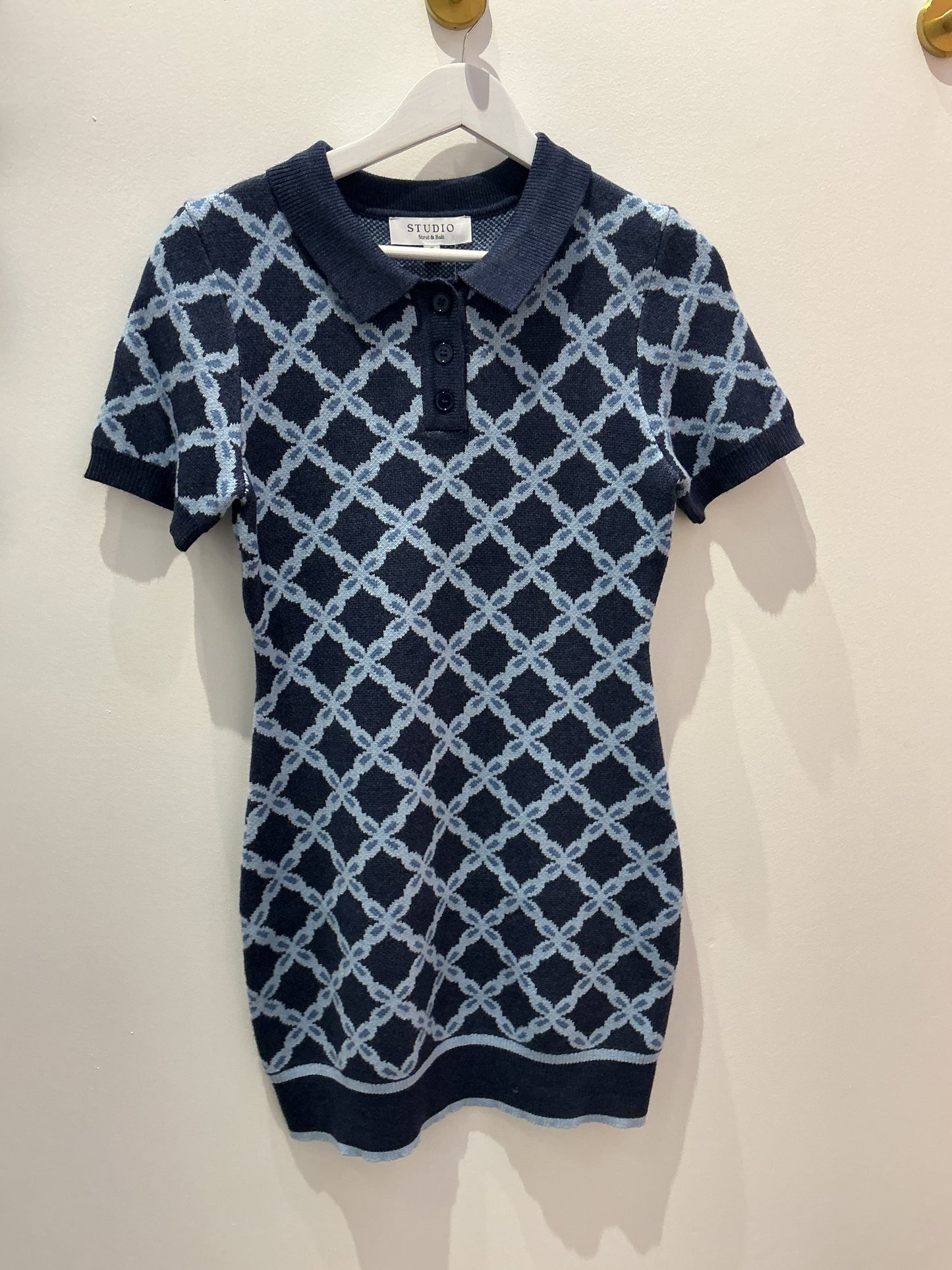 Anna Beth Blue Multi Chain Link Mini Dress