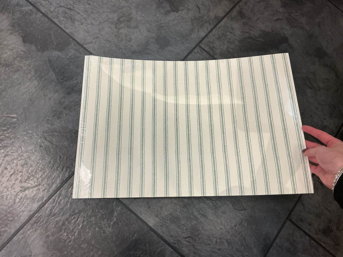 Green and White Stripe Paper Placemats