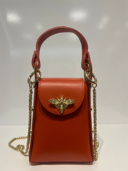 Leather Butterfly Clutch - Orange
