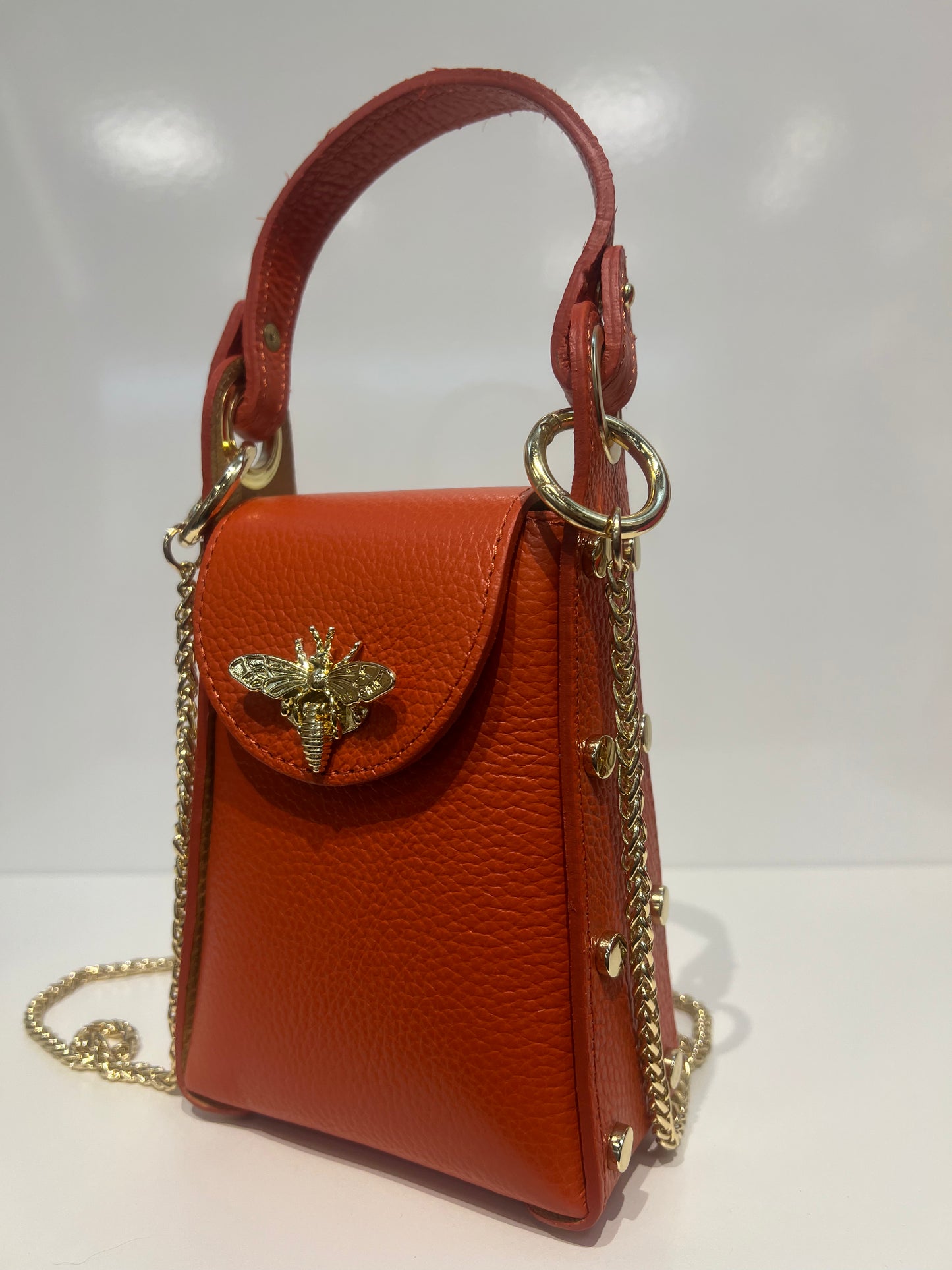 Leather Butterfly Clutch - Orange