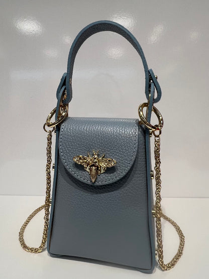 Leather Butterfly Clutch - Light Blue