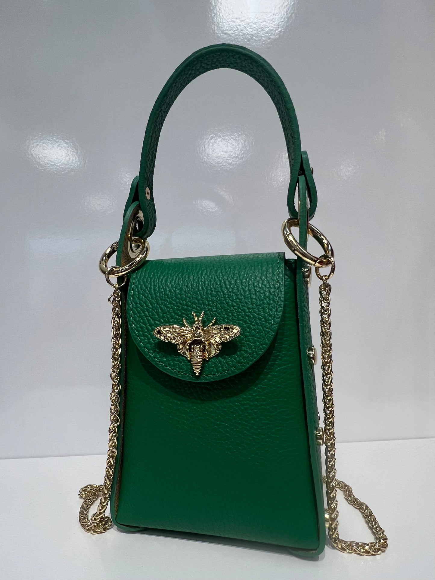 Leather Butterfly Clutch - Kelly Green