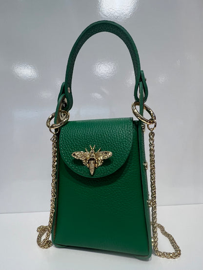 Leather Butterfly Clutch - Kelly Green