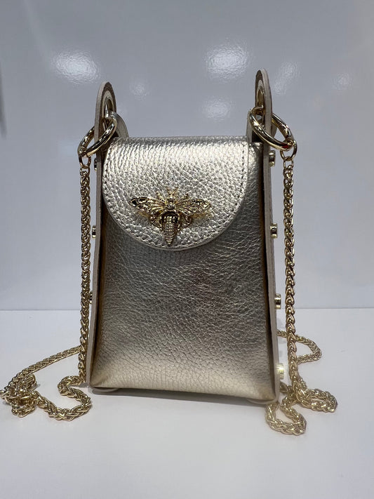 Leather Butterfly Mini Bag - Gold
