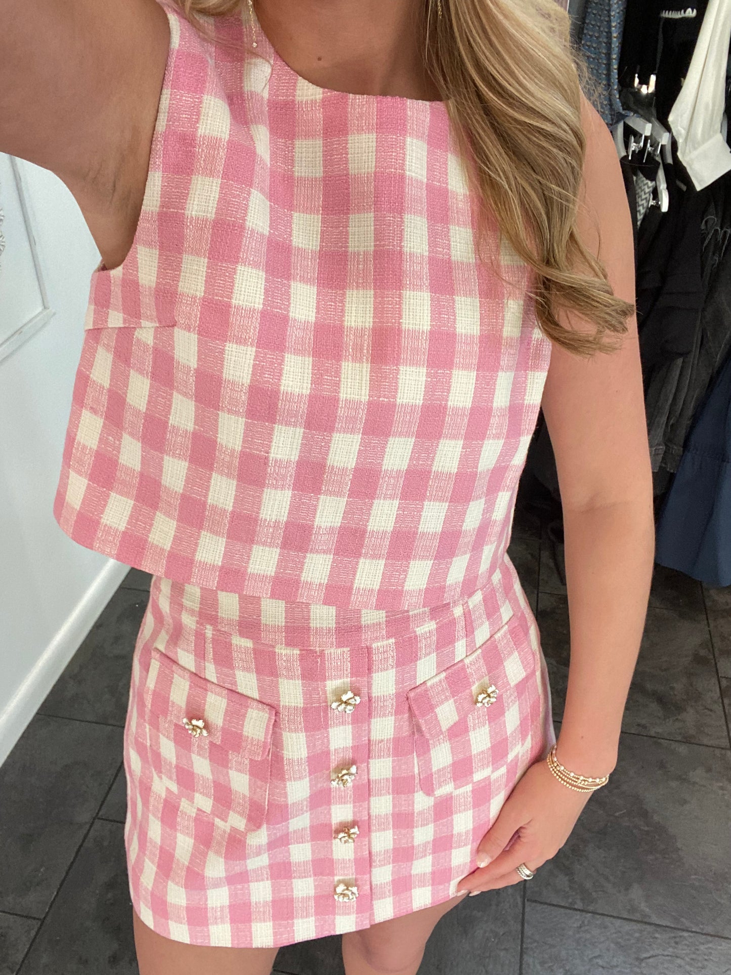 Precious Plaid Top and Skirt Set