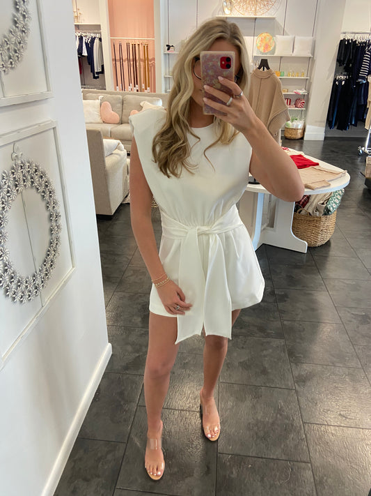Ivory White Front Tie Dress