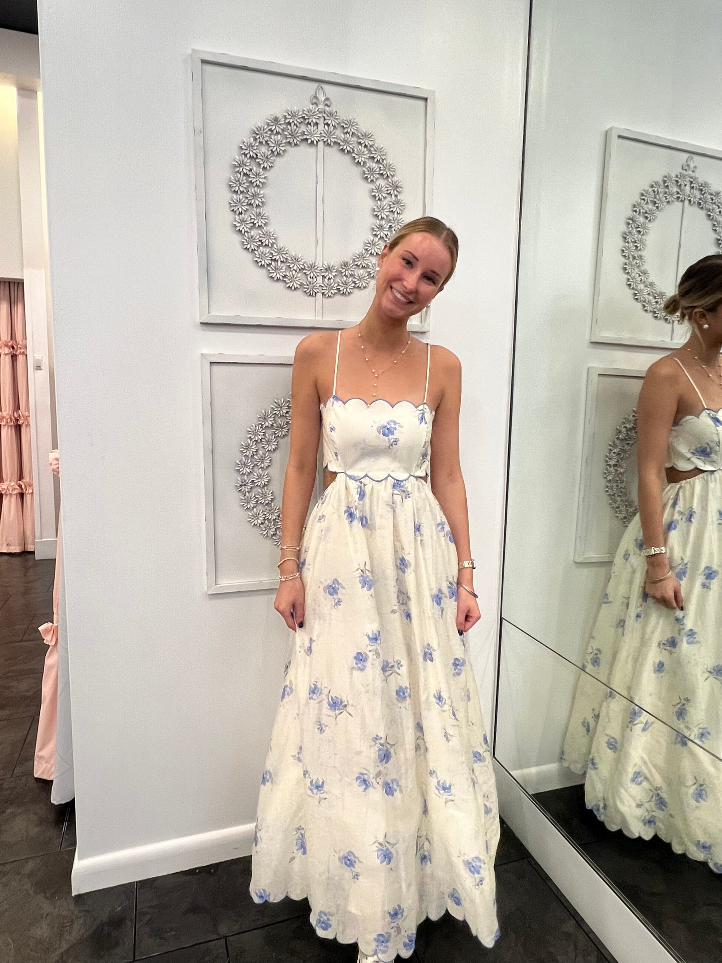 Lilly Floral Scallop Midi Dress