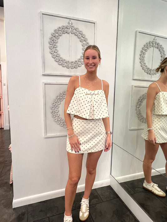 Maven Polka Dot Bow Top and Skort Set