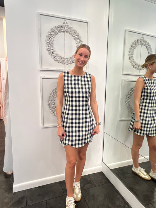 Mylie Nay/ White Textured Plaid Mini Dress