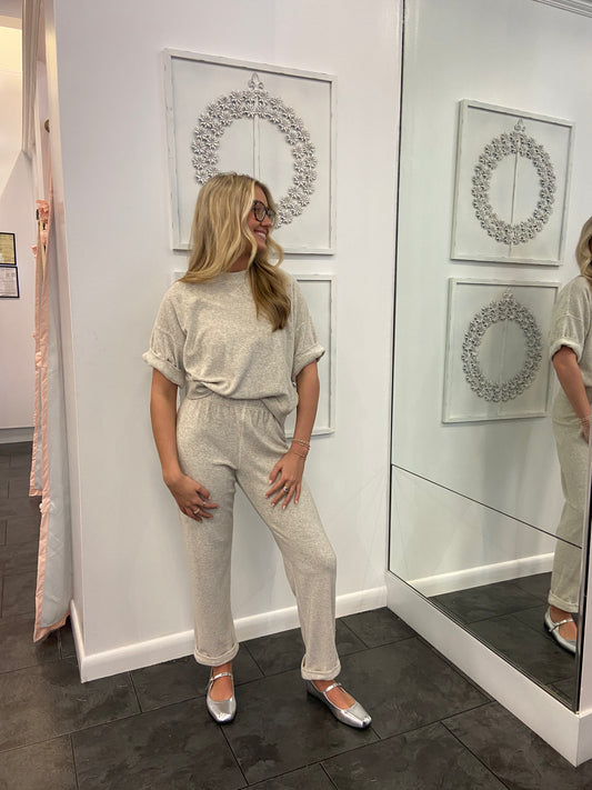 Kacey Heathered Gray Pullover and Pant Set