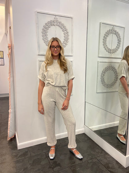 Kacey Heathered Gray Pullover and Pant Set